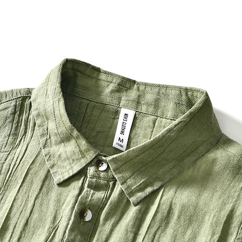 Ramie Linen Half-Button Mindful Meditation Men's Shirt