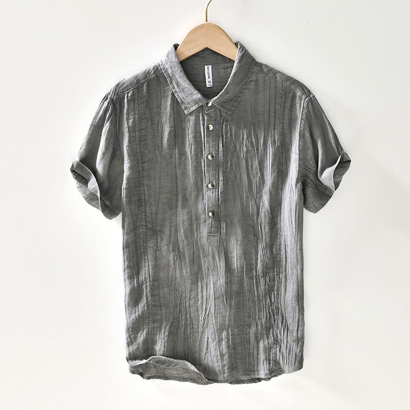 Ramie Linen Half-Button Mindful Meditation Men's Shirt