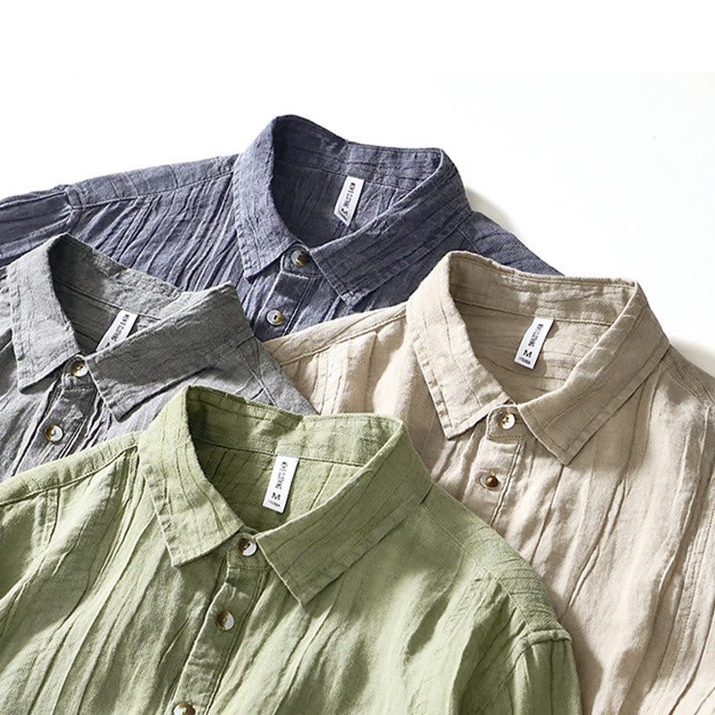 Ramie Linen Half-Button Mindful Meditation Men's Shirt