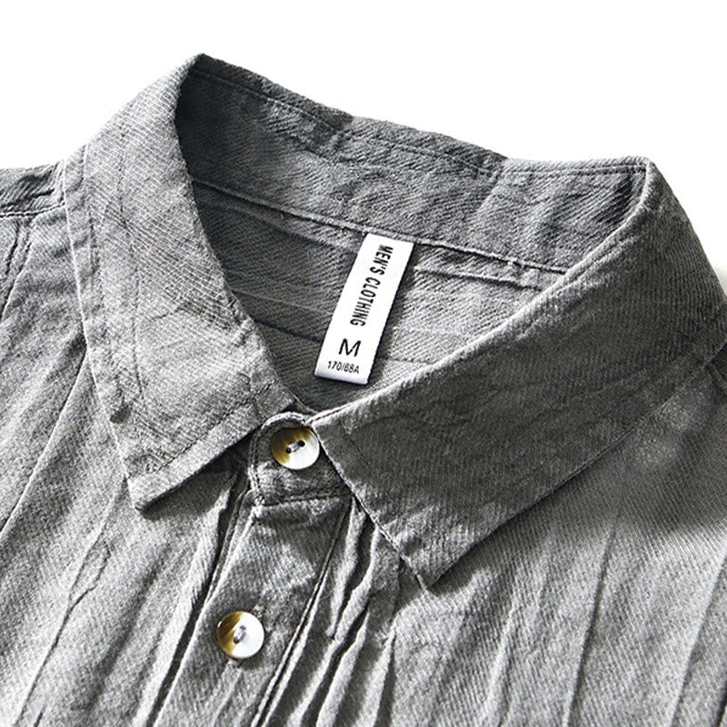 Ramie Linen Half-Button Mindful Meditation Men's Shirt