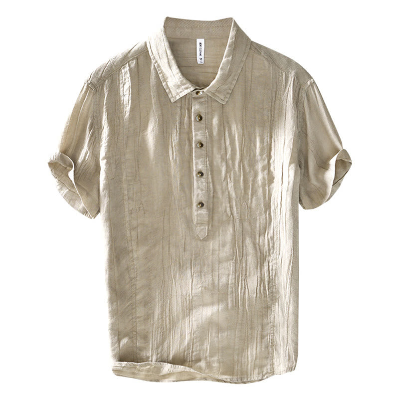 Ramie Linen Half-Button Mindful Meditation Men's Shirt