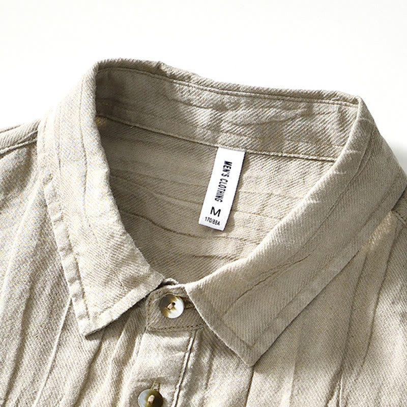 Ramie Linen Half-Button Mindful Meditation Men's Shirt