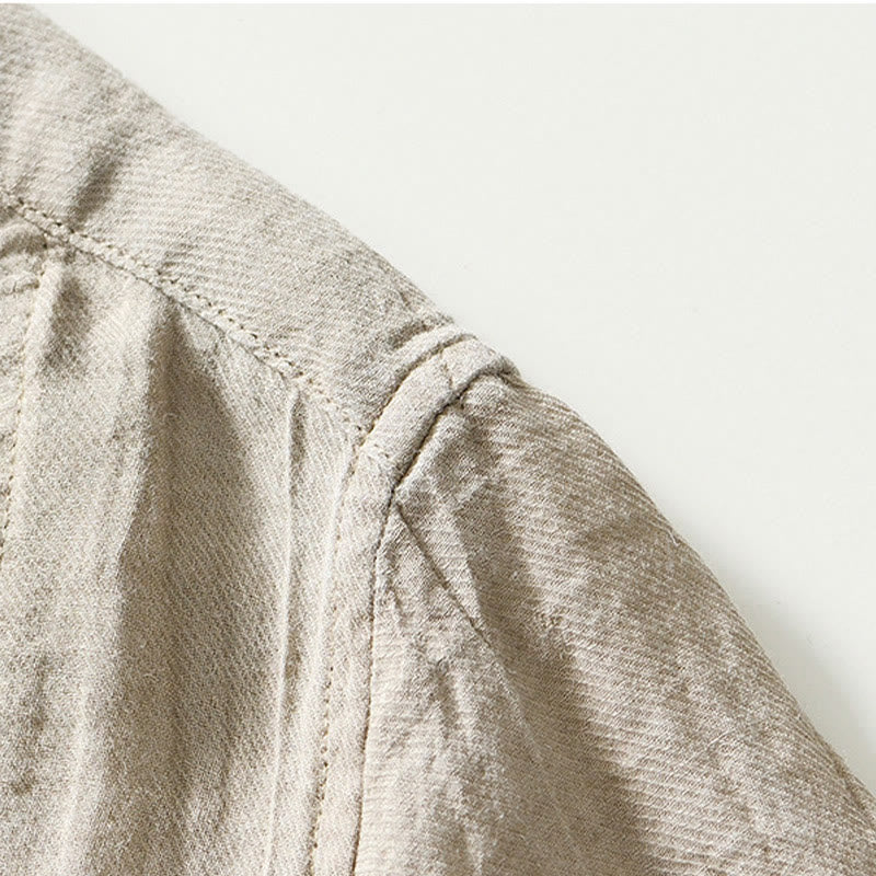Ramie Linen Half-Button Mindful Meditation Men's Shirt