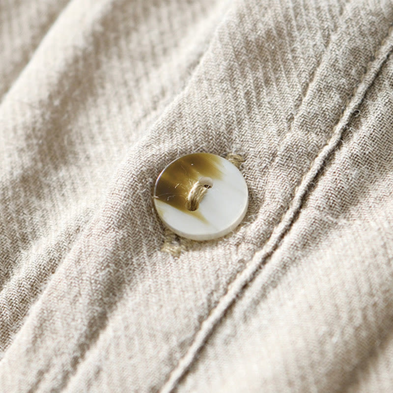 Ramie Linen Half-Button Mindful Meditation Men's Shirt