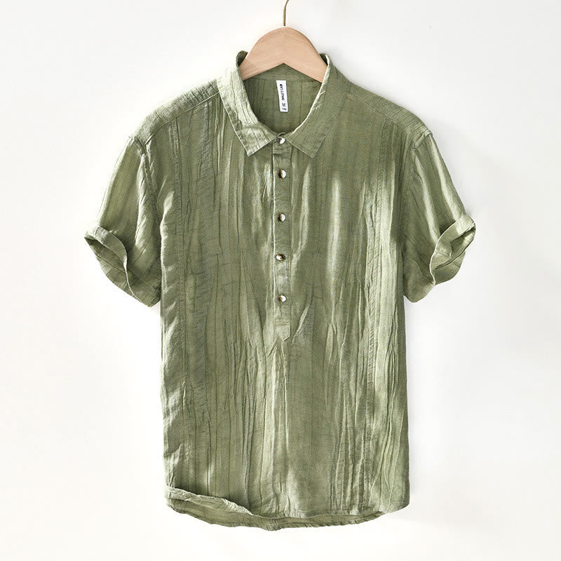 Ramie Linen Half-Button Mindful Meditation Men's Shirt