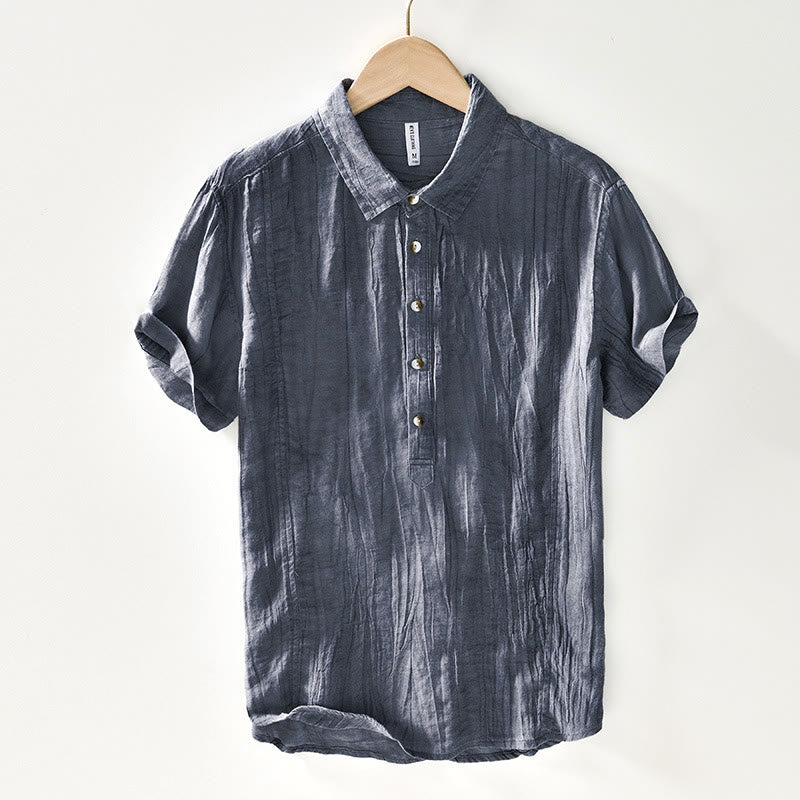 Ramie Linen Half-Button Mindful Meditation Men's Shirt