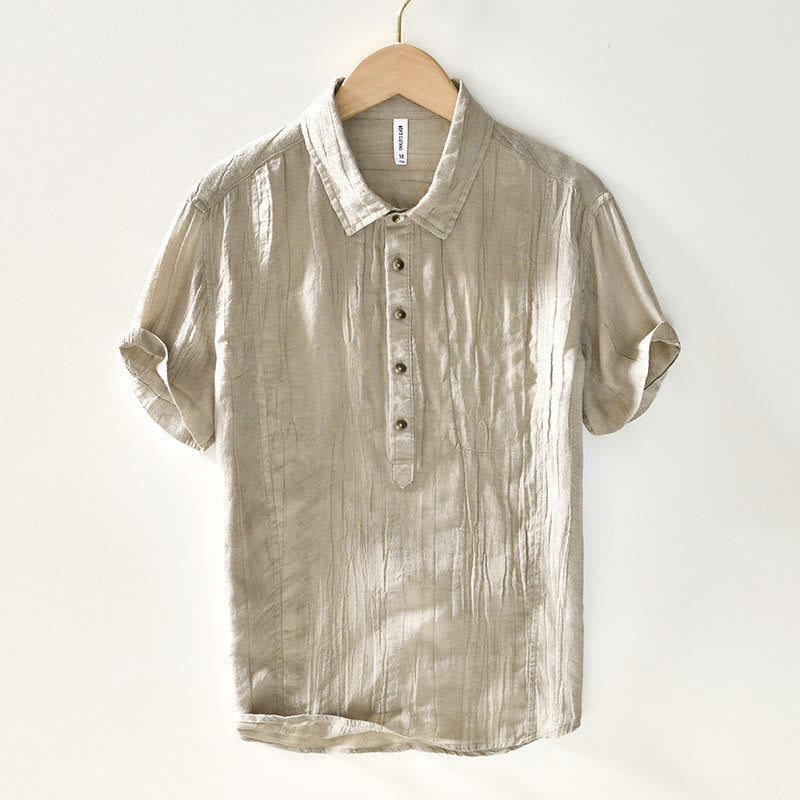 Ramie Linen Half-Button Mindful Meditation Men's Shirt