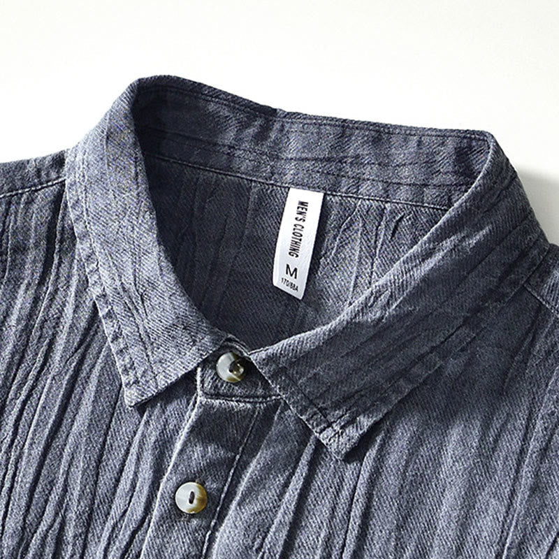 Ramie Linen Half-Button Mindful Meditation Men's Shirt