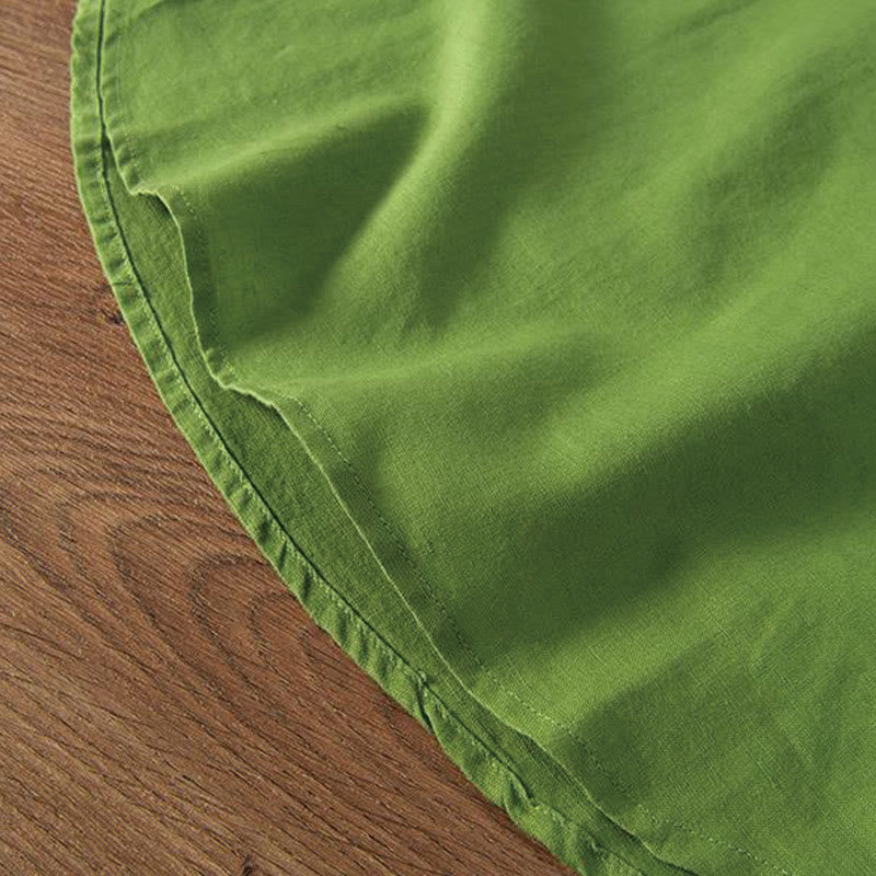 Cotton Linen Crane Embroidered Stand Collar Meditation Shirt