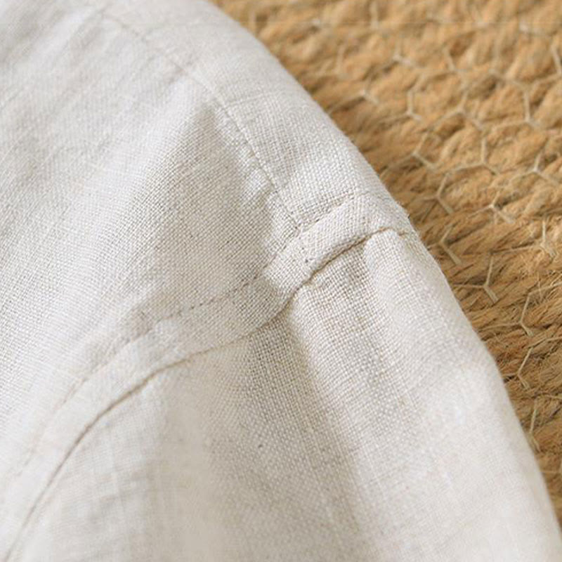 Breathable Linen V-Neck Mindful Lounge Men's Shirt