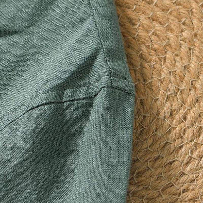 Breathable Linen V-Neck Mindful Lounge Men's Shirt