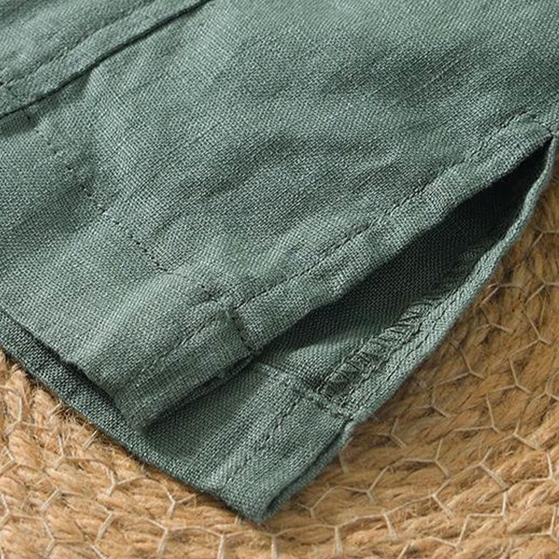 Breathable Linen V-Neck Mindful Lounge Men's Shirt