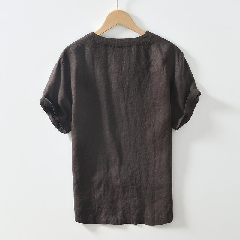 Breathable Linen V-Neck Mindful Lounge Men's Shirt
