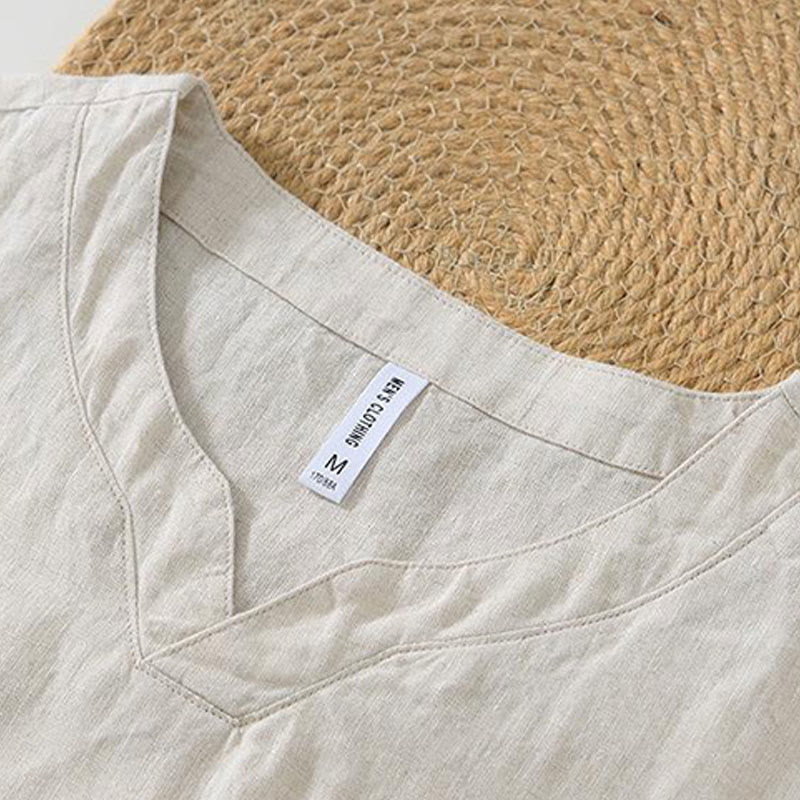Breathable Linen V-Neck Mindful Lounge Men's Shirt