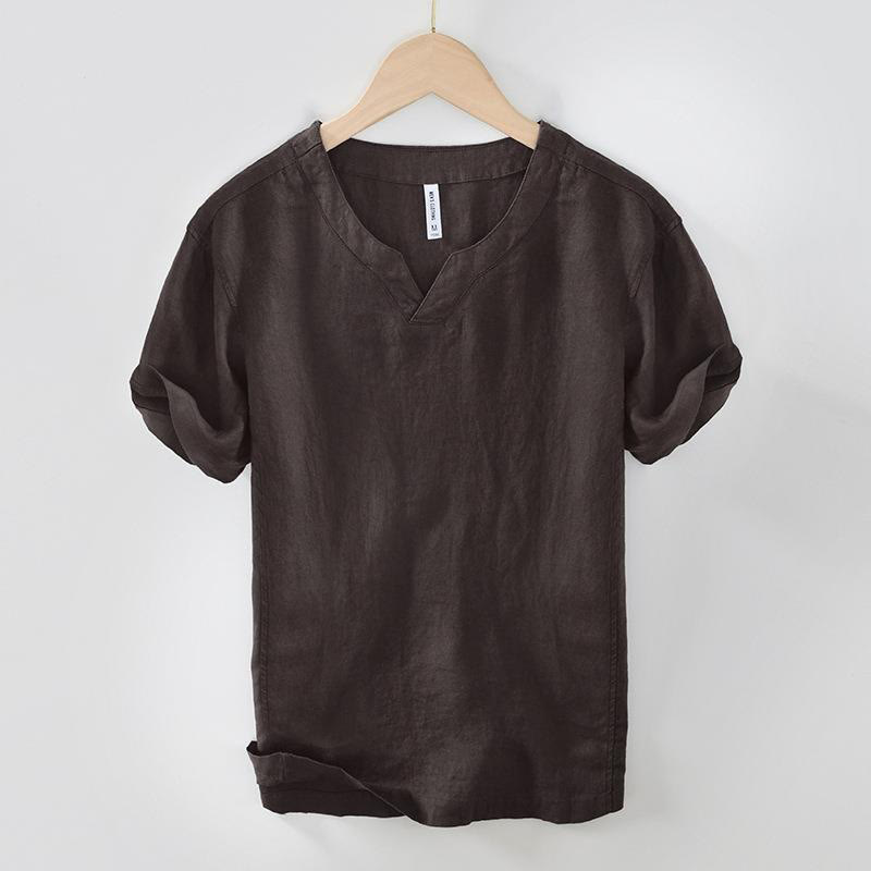 Breathable Linen V-Neck Mindful Lounge Men's Shirt