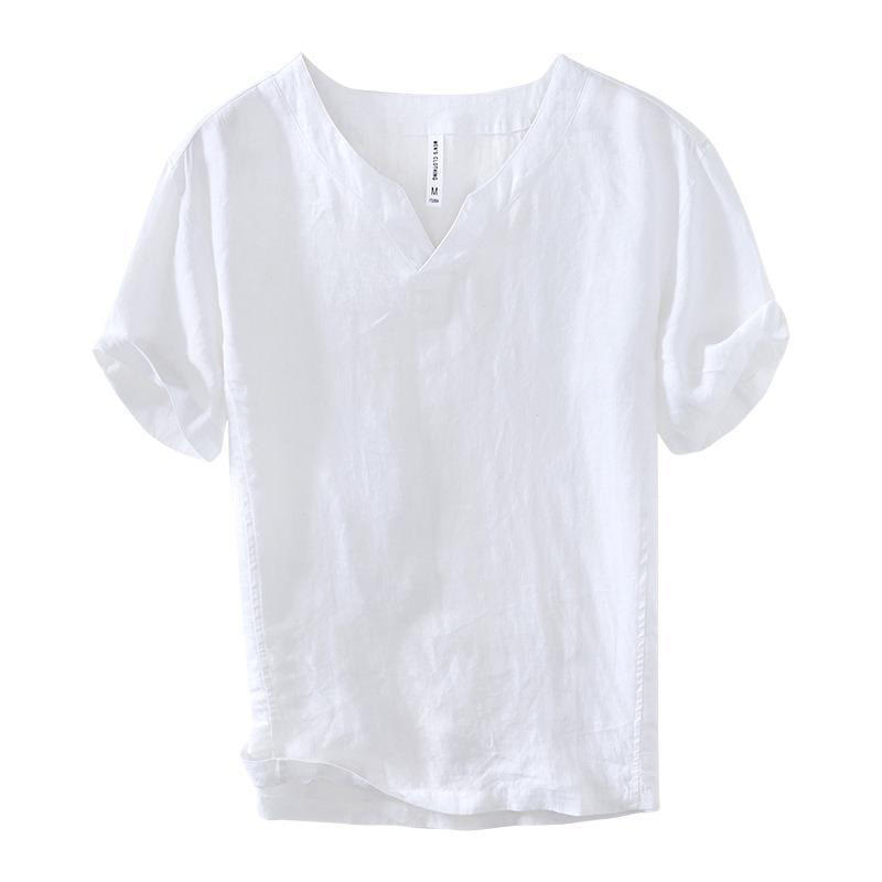 Breathable Linen V-Neck Mindful Lounge Men's Shirt