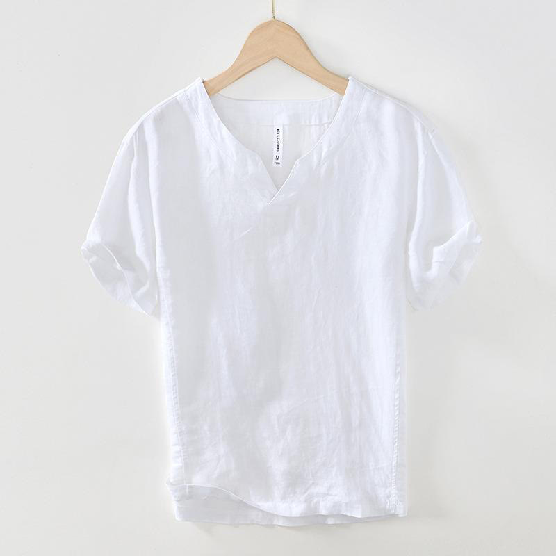 Breathable Linen V-Neck Mindful Lounge Men's Shirt