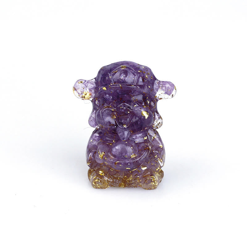 God of Wealth Amethyst Crystal Resin Energy Fortune Home Decoration