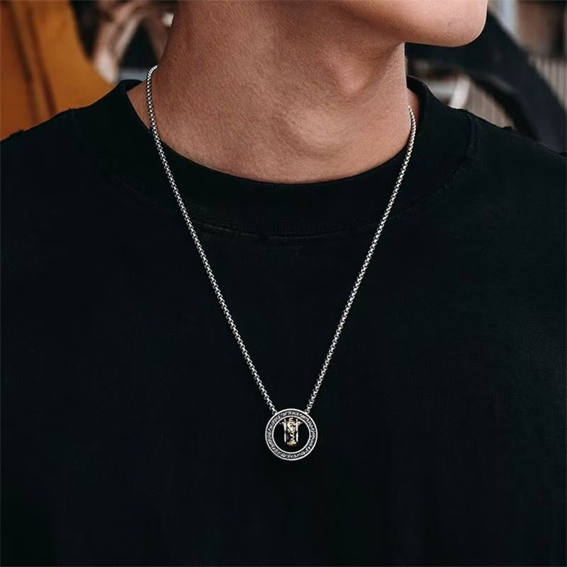 Double Ring PiXiu Peace Buckle Wealth Rotatable Necklace Pendant