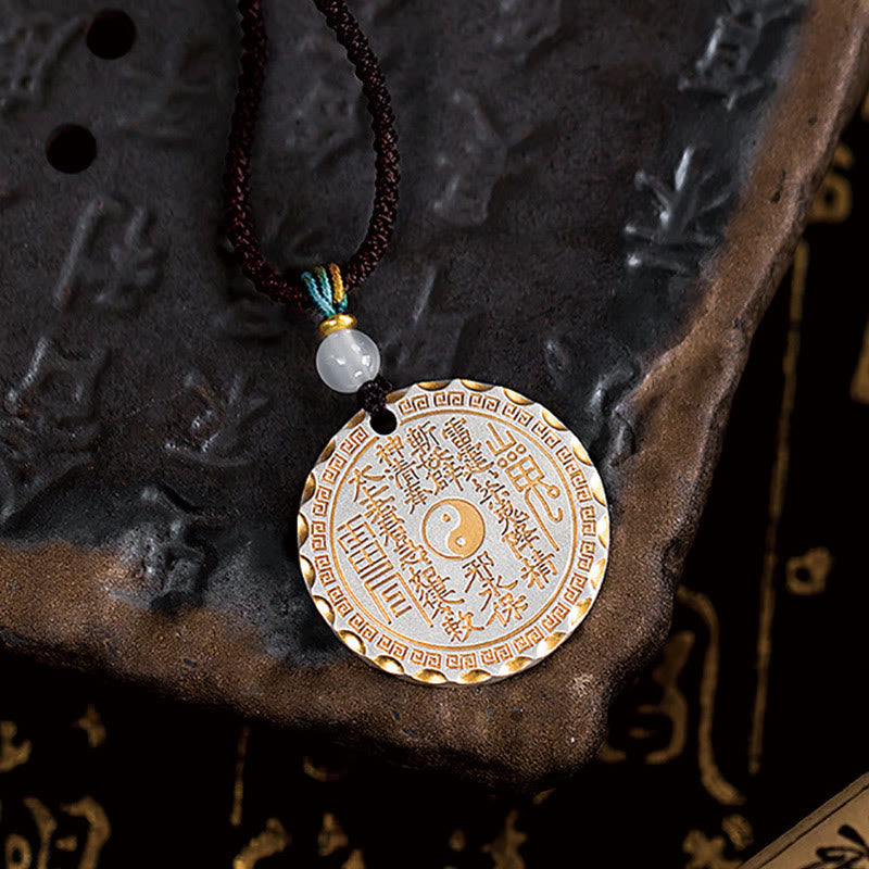 Mountain Ghosts Spend Money Yin Yang Bagua Design Copper Harmony Necklace Pendant
