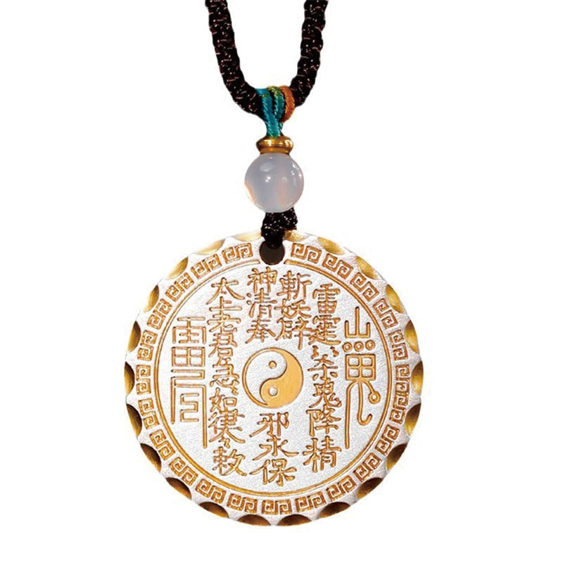 Mountain Ghosts Spend Money Yin Yang Bagua Design Copper Harmony Necklace Pendant