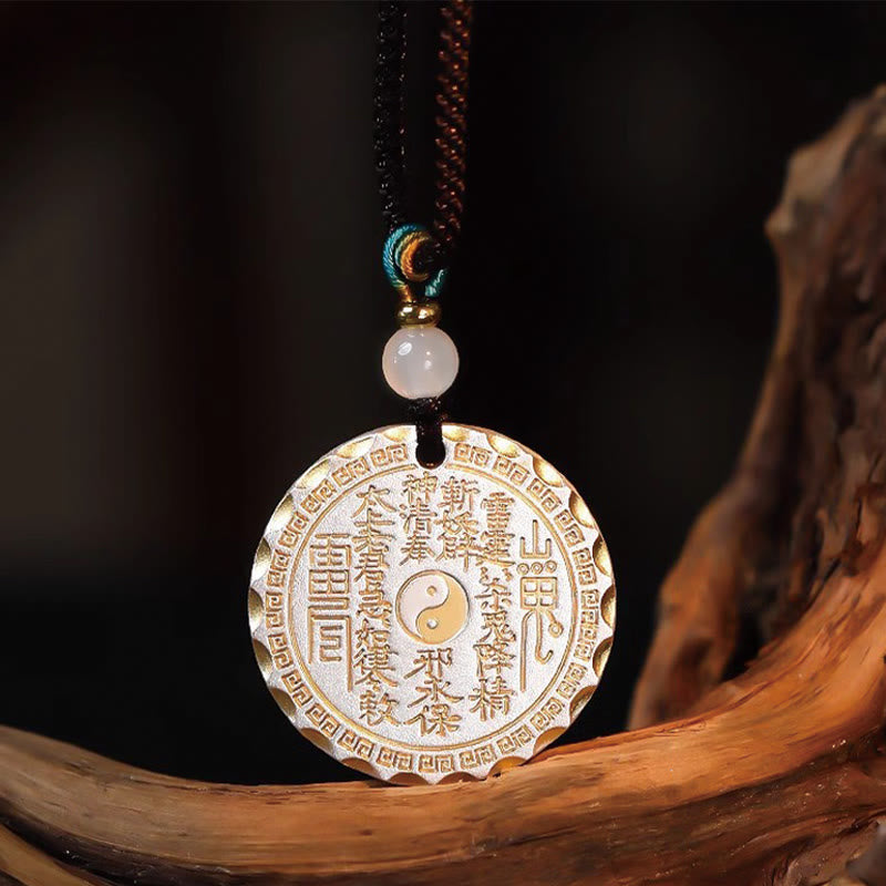 Mountain Ghosts Spend Money Yin Yang Bagua Design Copper Harmony Necklace Pendant