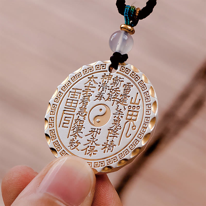 Mountain Ghosts Spend Money Yin Yang Bagua Design Copper Harmony Necklace Pendant