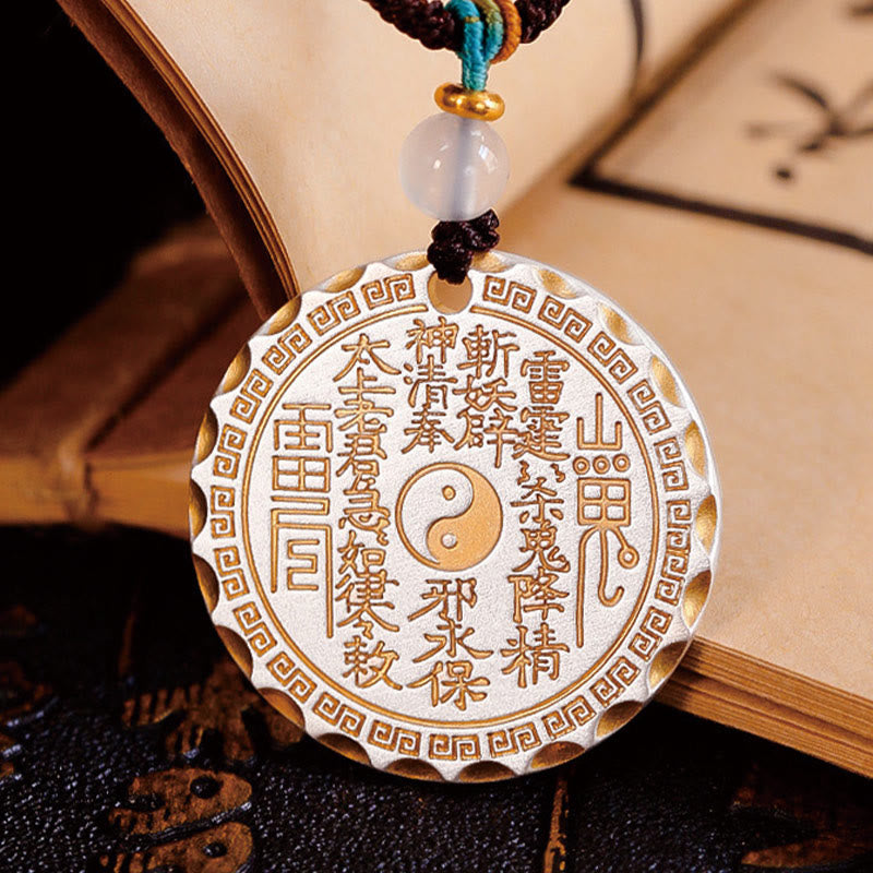 Mountain Ghosts Spend Money Yin Yang Bagua Design Copper Harmony Necklace Pendant