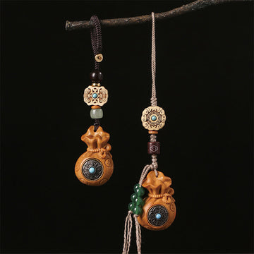 Sandalwood Small Leaf Red Sandalwood Green Sandalwood Om Mani Padme Hum Calm Key Chain Phone Hanging Decoration