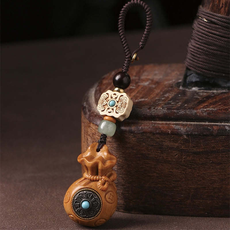 Sandalwood Small Leaf Red Sandalwood Green Sandalwood Om Mani Padme Hum Calm Key Chain Phone Hanging Decoration