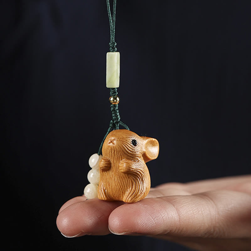 Sandalwood Small Leaf Red Sandalwood Lucky Mini Rabbit Protection Key Chain Phone Hanging Decoration