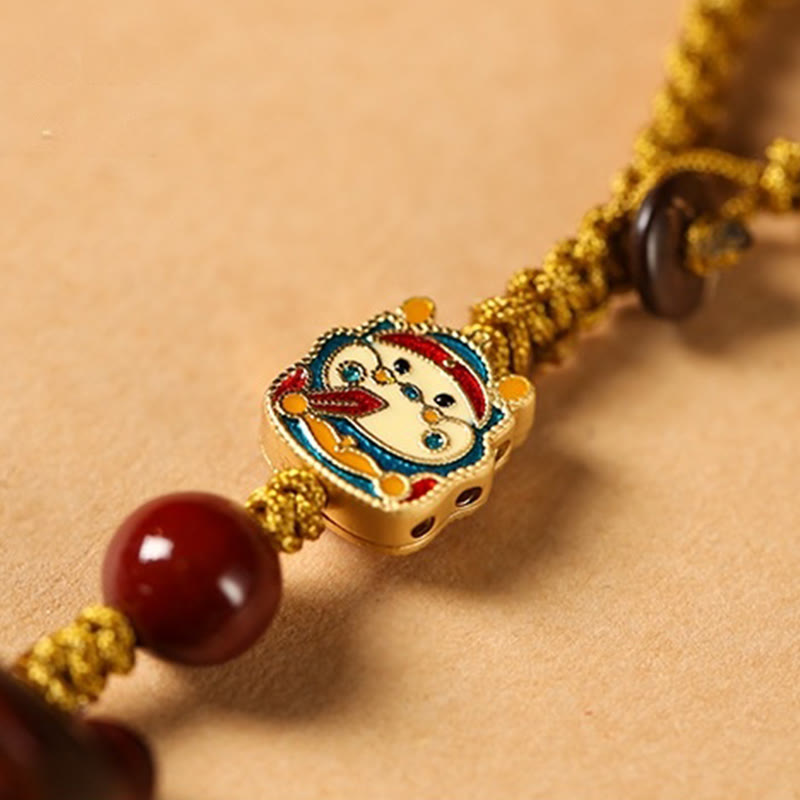 Small Leaf Red Sandalwood Green Sandalwood Sandalwood Lucky Cat Protection Key Chain Phone Hanging Decoration