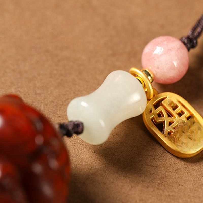 Small Leaf Red Sandalwood Green Sandalwood Sandalwood Lucky Cat Protection Key Chain Phone Hanging Decoration