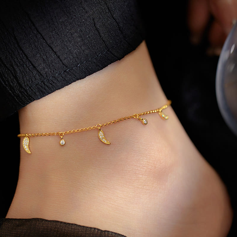 925 Sterling Silver Zircon Little Pepper Charm Protection Anklet