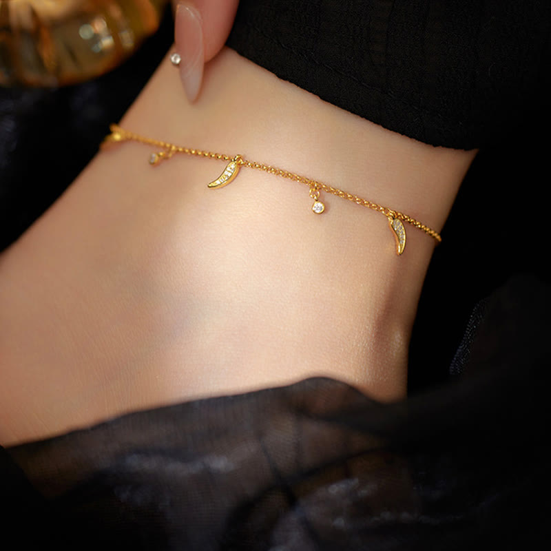 925 Sterling Silver Zircon Little Pepper Charm Protection Anklet