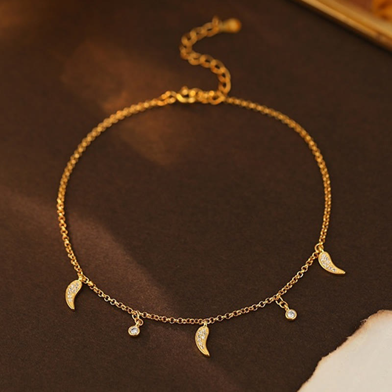 925 Sterling Silver Zircon Little Pepper Charm Protection Anklet