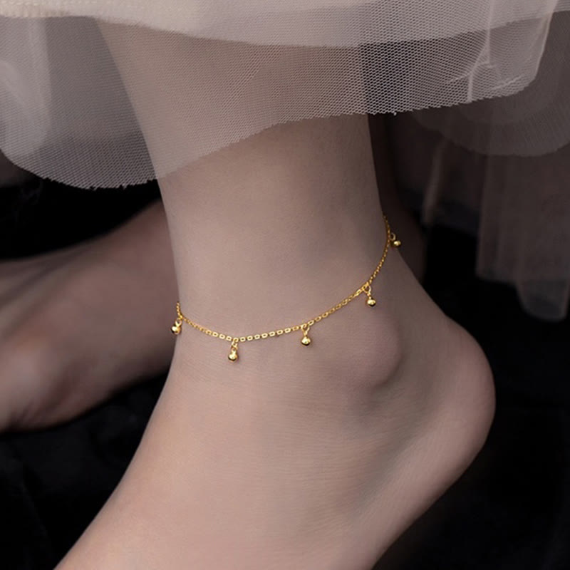 925 Sterling Silver Small Beads Charm Blessing Anklet