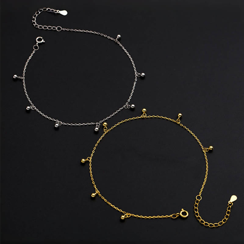 925 Sterling Silver Small Beads Charm Blessing Anklet