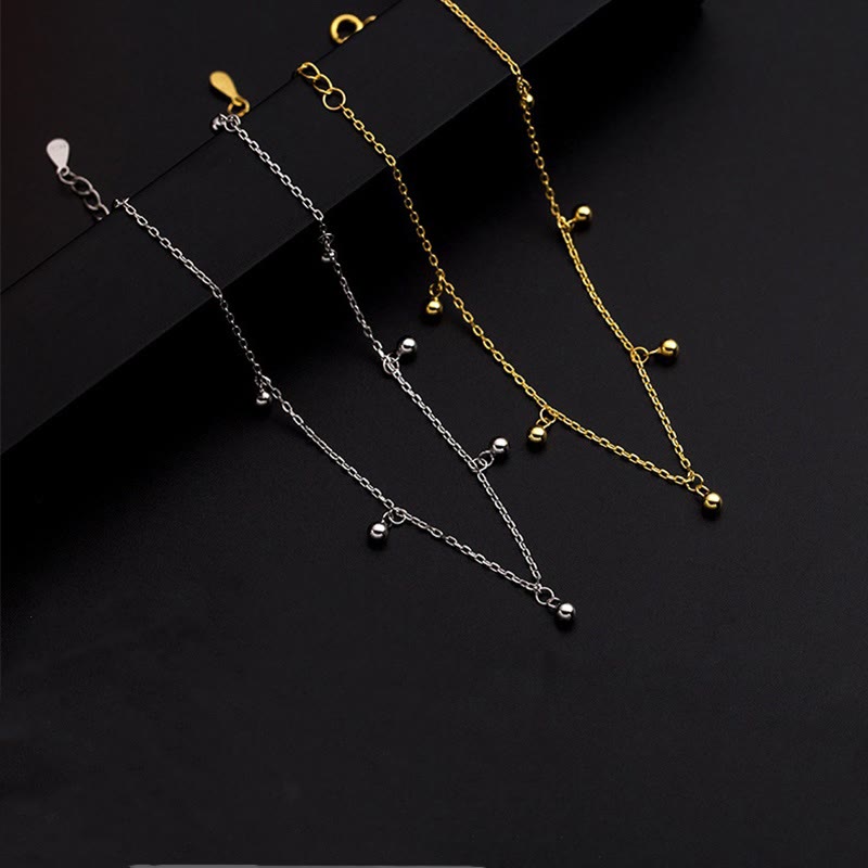 925 Sterling Silver Small Beads Charm Blessing Anklet