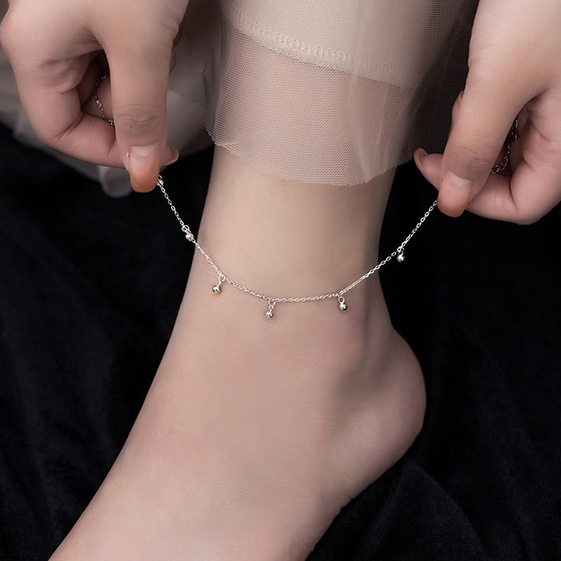 925 Sterling Silver Small Beads Charm Blessing Anklet