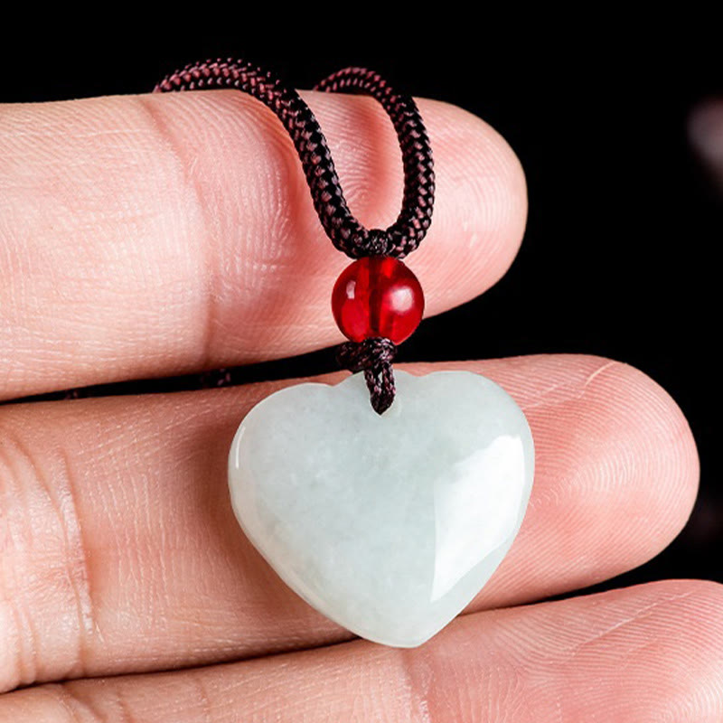 Jade Heart Prosperity Necklace Pendant