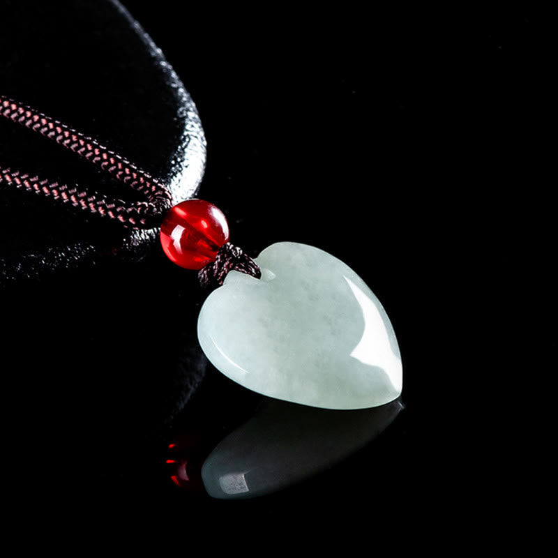 Jade Heart Prosperity Necklace Pendant