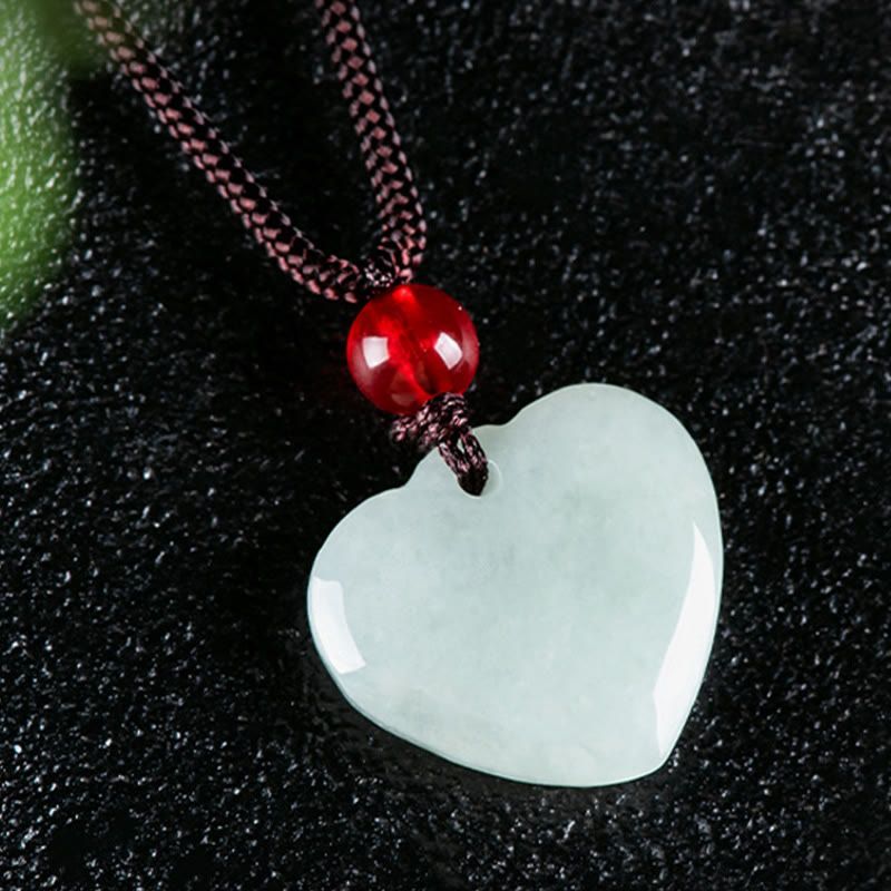Jade Heart Prosperity Necklace Pendant