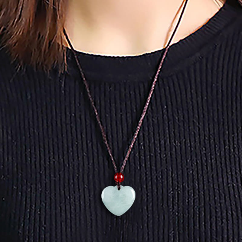 Jade Heart Prosperity Necklace Pendant