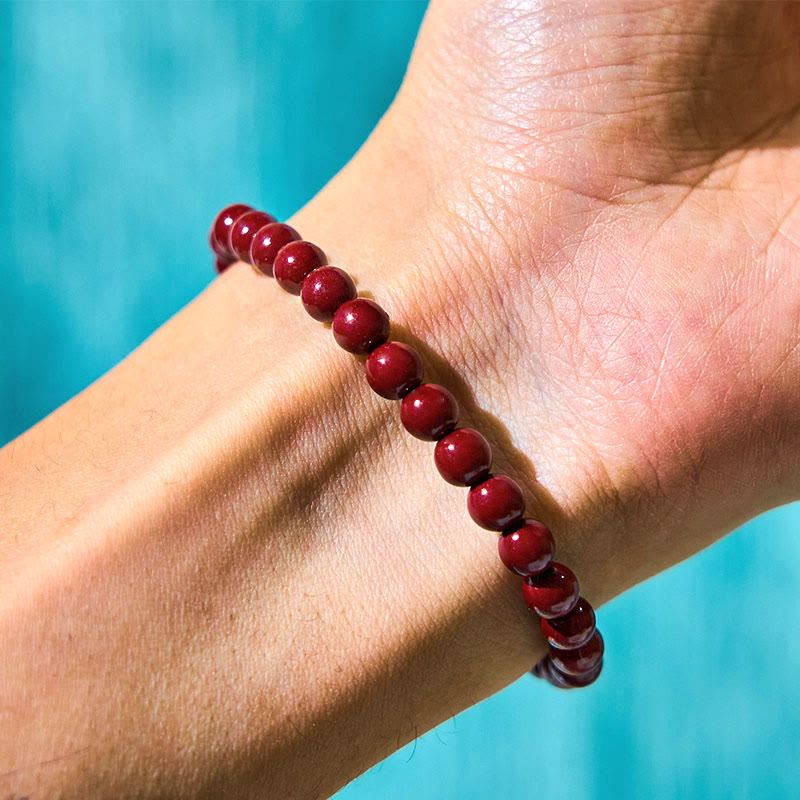 Handmade Cinnabar and Green Aventurine Bamboo Copper Bracelet
