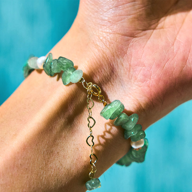 Natural Strawberry Quartz Green Strawberry Quartz Super Seven Crystal Flower Healing Bracelet