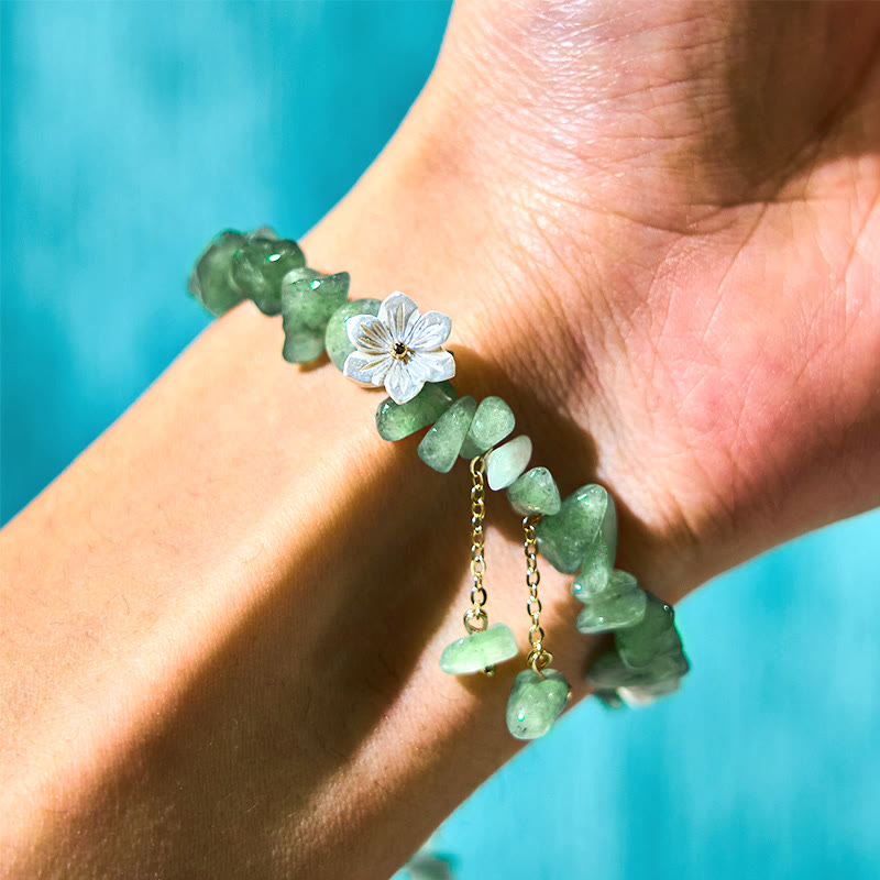 Natural Strawberry Quartz Green Strawberry Quartz Super Seven Crystal Flower Healing Bracelet