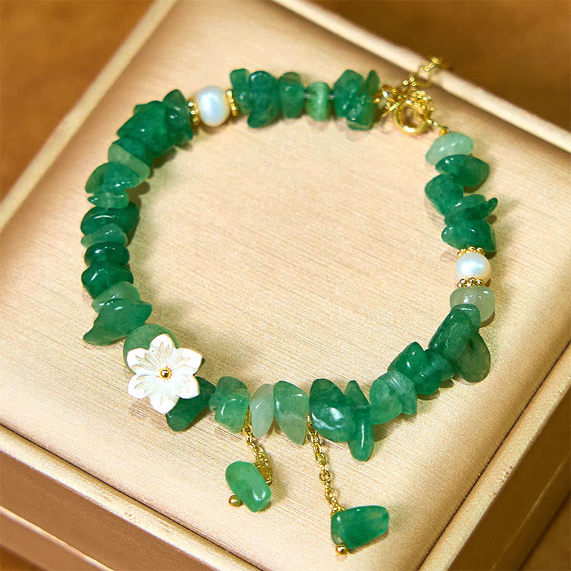 Natural Strawberry Quartz Green Strawberry Quartz Super Seven Crystal Flower Healing Bracelet