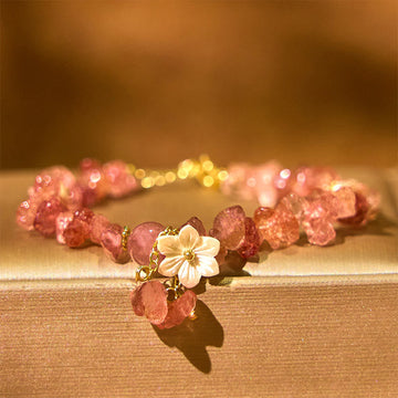 Natural Strawberry Quartz Green Strawberry Quartz Super Seven Crystal Flower Healing Bracelet