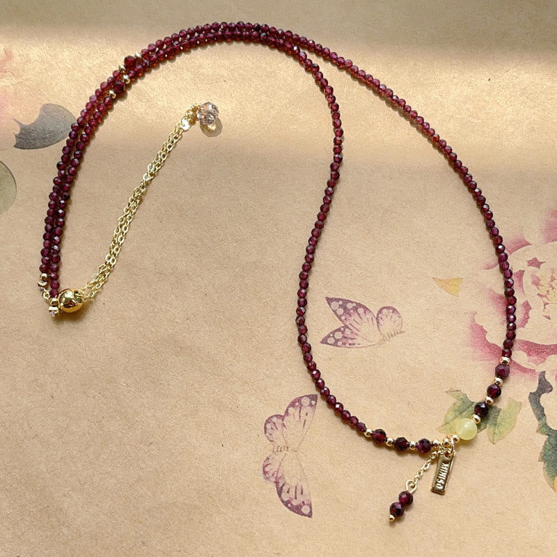 Small Natural Garnet Passion Triple Wrap Bracelet